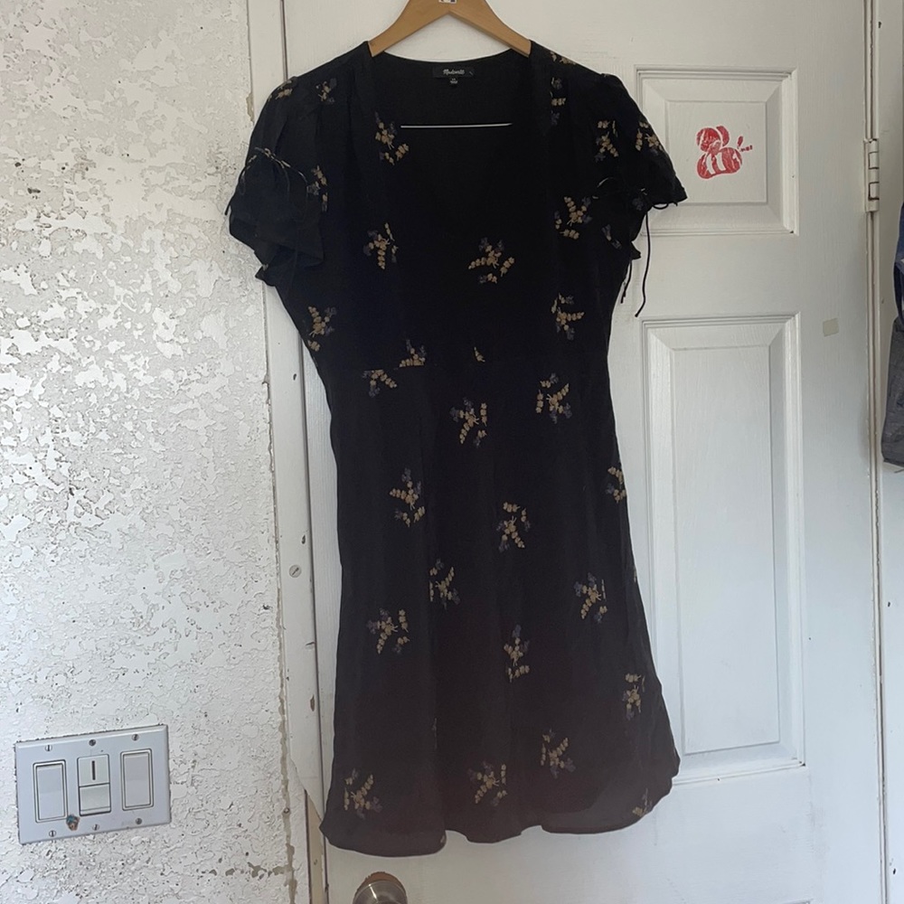 Madewell Black  floral v neck dress
